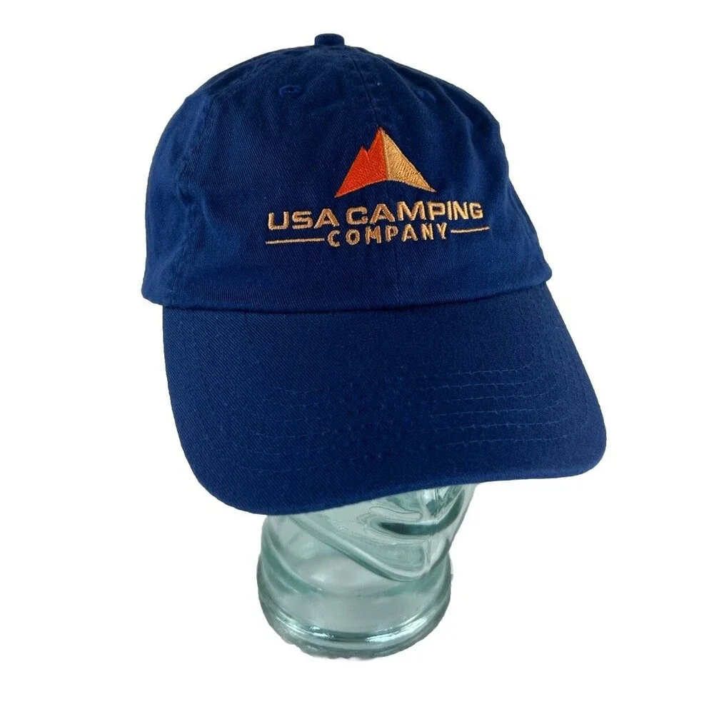 USA Camping Company Embroidered Baseball Hat Ball Cap Navy Blue Strapback